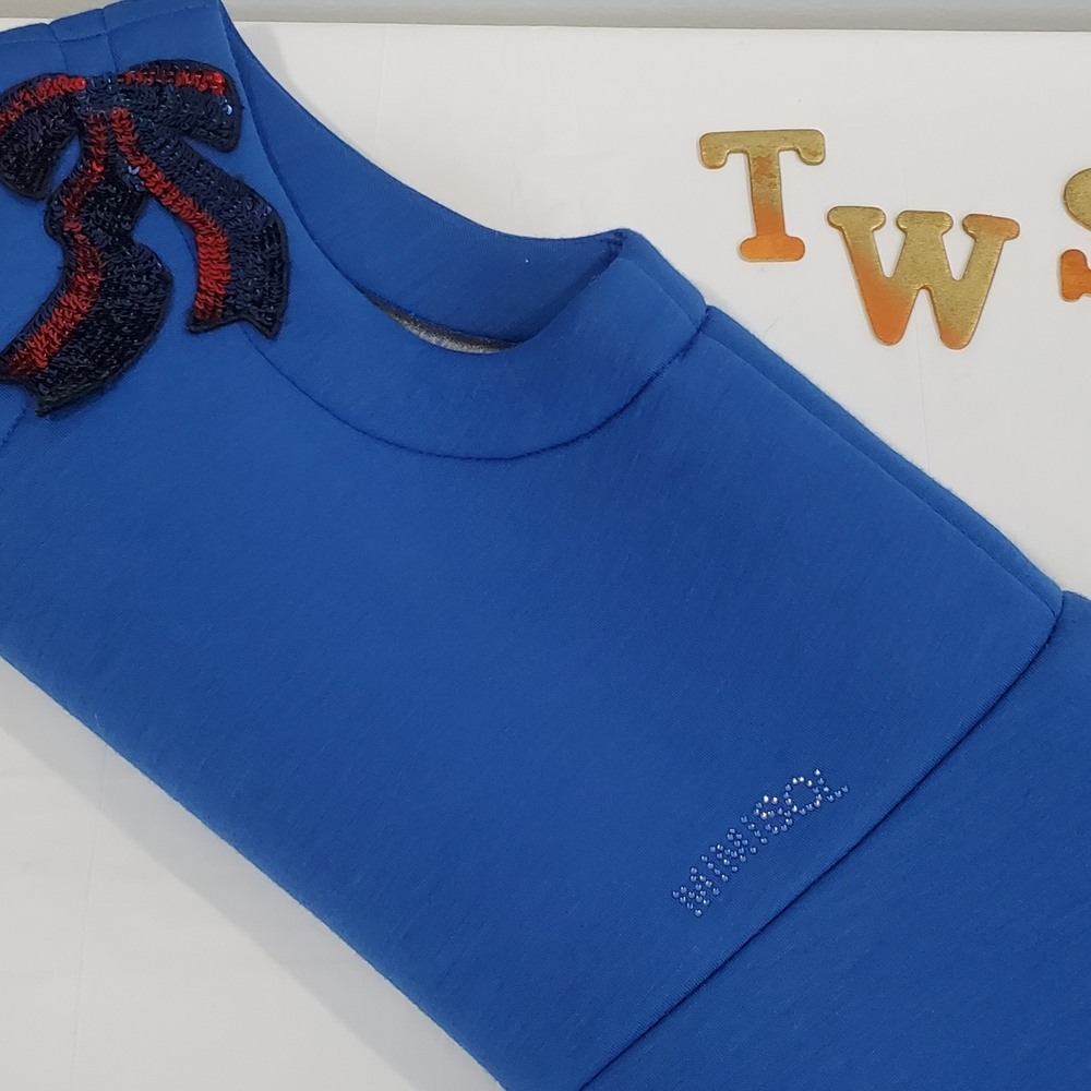 Blue Mi mi sol Sleeveless Dress‎ with Bow Detail